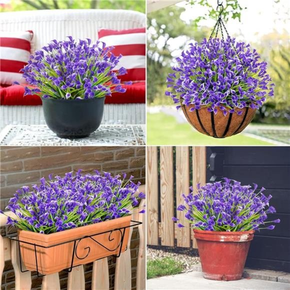 20 Bundles Artificial Flowers for Outdoors Fake Calla Lily Flowers, Purple - Picture 5 of 7